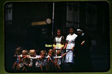Nun with Orphans in Europe in early 1950's, Kodachrome Slide aa 12-18b