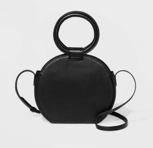 Women's Circle Faux Leather Crossbody Bag - A New Day - Black - S/P19 - Picture 1 of 2