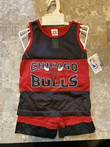 VINTAGE NBA Chicago Bulls Youth Boys Outfit Jersey Shorts Set Size 2T New NOS - Picture 1 of 4