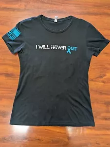 Til Valhalla Project Apparel Co. Women's Tshirt Sz L I Will Never Quit - Picture 1 of 5