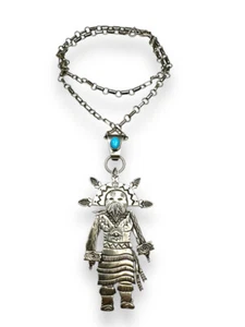 FREDDY CHARLEY NECKLACE PENDANT PIN Sterling Silver Turquoise Kachina Dancer - Picture 1 of 7
