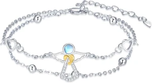 Guardian Angel 925 Sterling Silver Layered Bracelet Jewelry Gifts for Women - Picture 1 of 6