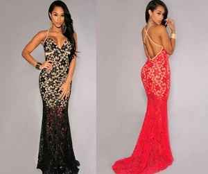 Women Wedding Formal Prom Ball Gown Maxi Dress Evening Party Bridesmaid Gown AU - Picture 1 of 13