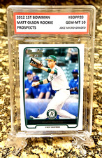 MATT OLSON 2012 TOPPS 1ST BOWMAN “GEM-MINT 10” ROOKIE CARD #BDPP20! COA!