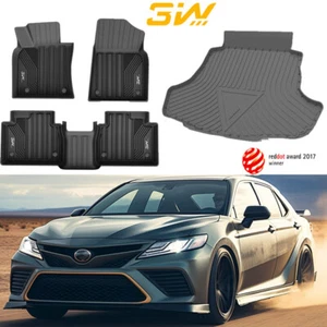 3W Floor Mat Trunk Liner for 2018-2024 Toyota Camry FWD Model TPE All Weather - Picture 1 of 11