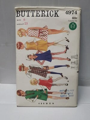 Butterick Sewing Pattern #4974 Size 6 Child's One-Piece Dress or Jumper Uncut FF - Image 1 of 4