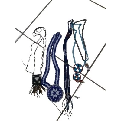 Native American Indian Pendant Beaded Fringe Necklace Costume Jewelry Lot  - Image 1 of 4