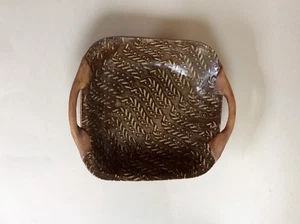 Trellis Chestnut, Handle Dish, Art Pottery, Signed, Brown and Tan - Picture 1 of 8