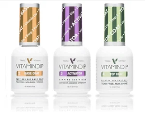 Triple Vitamin Dip Powder Nail Liquid Set 3 Gel Base Activator Gel Top 18ml - Picture 1 of 5