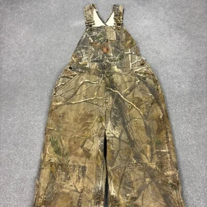 Carhartt Dungarees Womens 30x28 Brown RealTree Camo Bib Overalls Quilted Lady - Picture 1 of 13