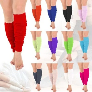 Ladies Leg Warmers Plain Colours Dance 80s Party Fancy Footless Sock UK One Size - Picture 1 of 11