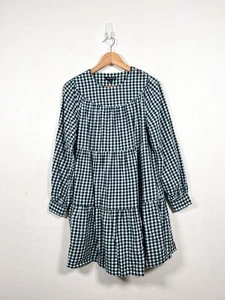 Whistles Dress UK 10 Blue Black Gingham Tiered Trapeze Check Pockets Short - Picture 1 of 9