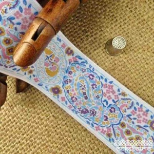 Indian Asian White Pastel Paisley Ethnic Floral Flowers Grosgrain Ribbon M1938 - Picture 1 of 5