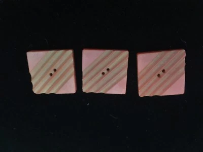 3 Bakelite Button Lot Red Burgundy hole Sweater Vintage Square Diagonal Slotted - Image 1 of 2