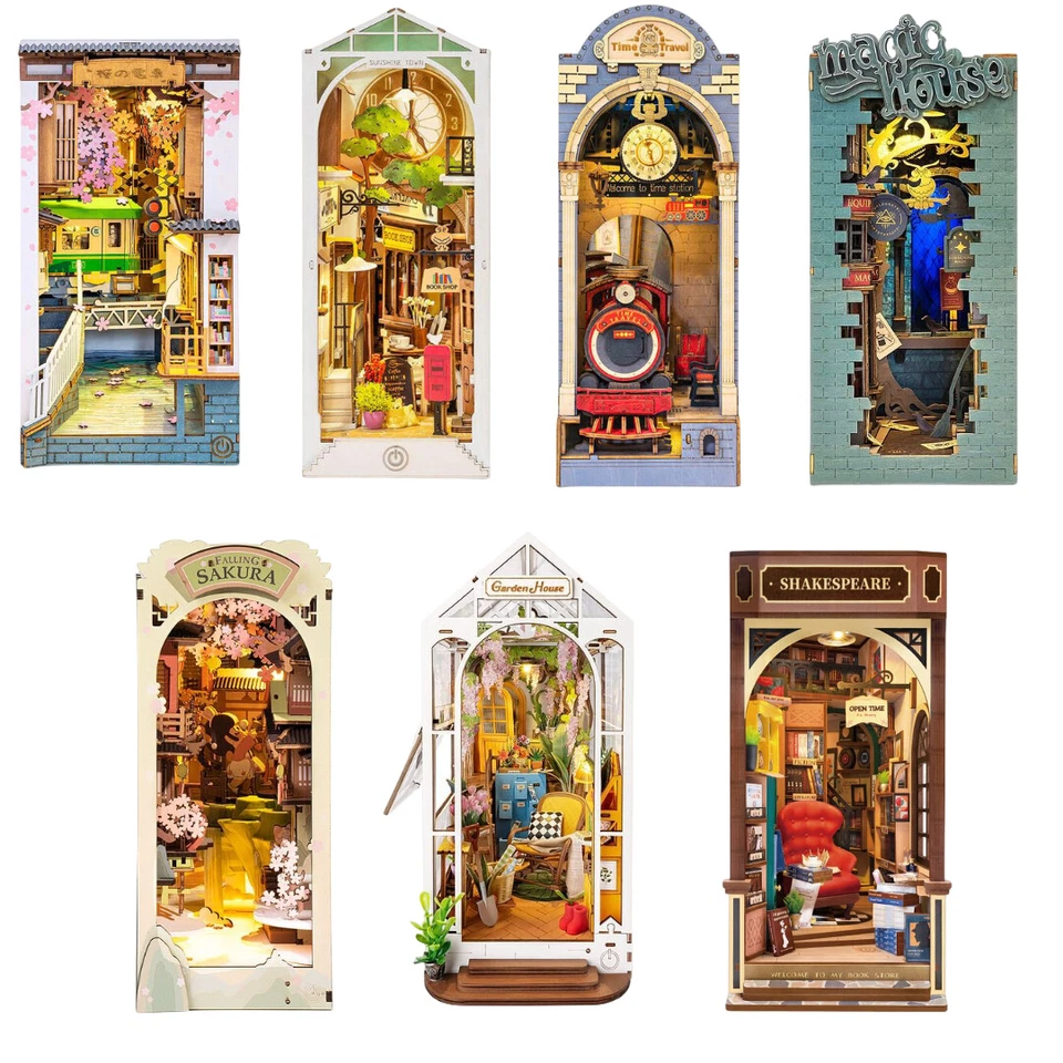 Rolife 7 Set Buch Nook Regal 3D HolzPuzzle Puppenhaus Dekor Erwachsene geschenke - Bild 1 von 4