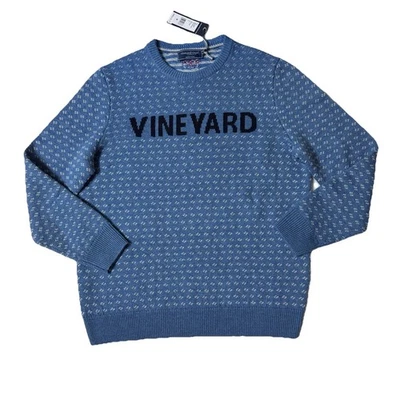 Vineyard Vines 100% Merino Wool Crewneck Sweater Blue Moon Patterned Mens M - Image 1 of 4