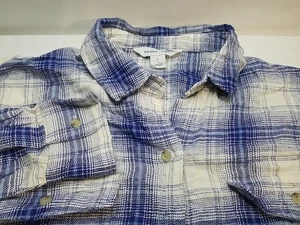 Old Navy The Boyfriend Hemd Flanell Damen kariert Knopfleiste Medium distressed - Bild 1 von 8
