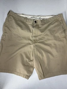 Pantaloncini vintage Eddie Bauer vestibilità classica pieghettati da uomo 32 colore cachi marrone cucitura interna 6,5" - Foto 1 di 7