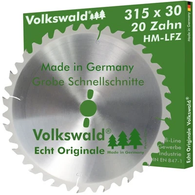 Volkswald® HM-Sägeblatt LFZ 315 x 30 mm Z= 20 Tischkreissäge Brennholz - Bild 1 von 4