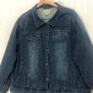 Chaqueta vaquera Cabelas para mujer 2XL botones bolsillos delanteros mezcla de algodón lavado oscuro - Imagen 1 de 7