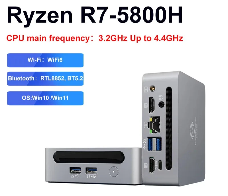 AMD Ryzen 7 5800H Windows11 MINI PC DDR4 32GB RAM 1TB SSD RTL8852, BT5.2 Desktop - Image 1 of 4