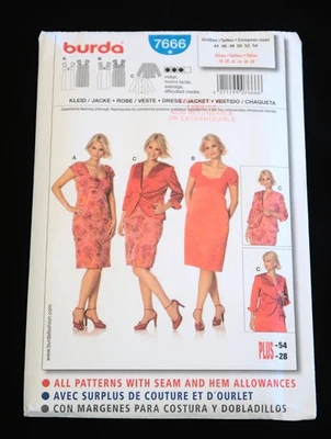 RETRO BURDA 2000s DRESS PATTERN 7666 SIZES 18- 28 UNCUT - Image 1 of 3