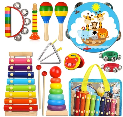 Wooden Percussion Instruments for Baby Kids Preschool Educational Musical Toys - Image 1 of 4