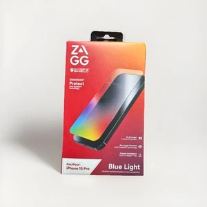 ZAGG iPhone 15 Pro Glass Blue Light Screen Protector Lifetime Warranty - Photo 1 sur 2