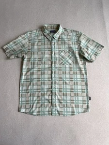 Patagonia Button Up Hemd Herren Medium grün kariert Kurzarm Fronttasche - Bild 1 von 8