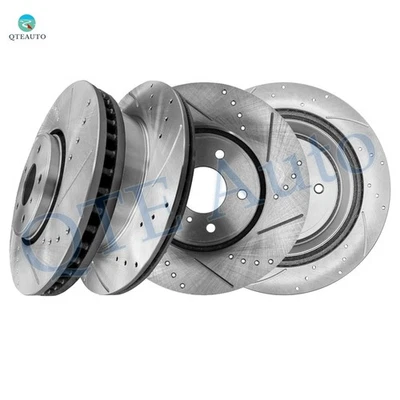 4件装前319.6毫米后308毫米钻槽制动转子适用于2013英菲尼迪FX37 — 第 1/4 张图片