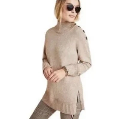 Suéter tejido túnica con botones Anthropologie marrón tostado Margarita talla XS Foto 1 de 4