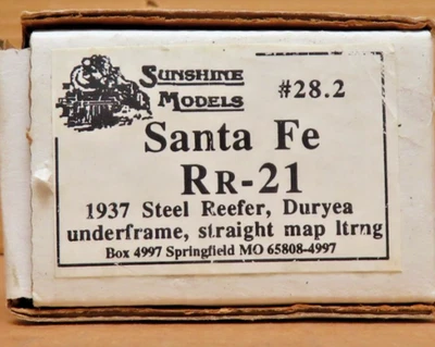 Sunshine Models HO resin kit 28.2 Santa Fe RR-21 Steel Reefer Duryea underframe - Image 1 of 4