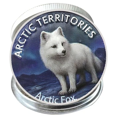 Arctic Territories Arctic Fox Commemorative Coin Silver Plated Collectible Medal - image 1 of 4