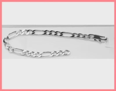 Braccialetto a Maglie Figaro Alternata 21 CM X 5 MM IN Argento Solido 925/1000 - Immagine 1 di 4