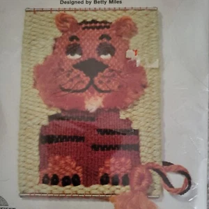 Vintage 70's Jiffy Weaving TOBY TIGER Sunset Designs Needlepoint Kit #3430 NOS  - Picture 1 of 3
