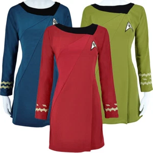 Cosplay TOS Female Duty Uniforms The Original Series Blue Gold Red Dress Costume - Picture 1 of 30