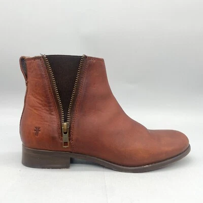 Frye Womens 6.5 B Carly Zip Chelsea Boots Shoes Cognac Leather Booties Casual - Image 1 of 4