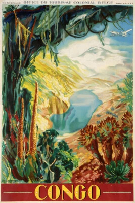 Arte de pared de viaje estilo vintage de la selva africana del Congo años 30 para casa - PÓSTER 20"x30" Foto 1 de 3