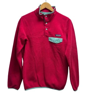 Patagonia Synchilla Women's Size Small Snap T Fleece Red & Blue Sweater Jacket - Picture 1 of 5