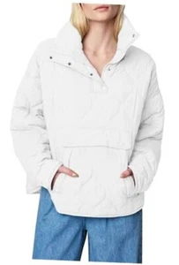 Womens Puffer Jackets Pullover Quilted Lightweight Jacket Long Large 02-white - Picture 1 of 5