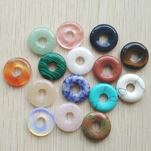 ciondoli ciambella cerchio misto pietra naturale perline 18mm 15pz/lotto ingrosso - Foto 1 di 2