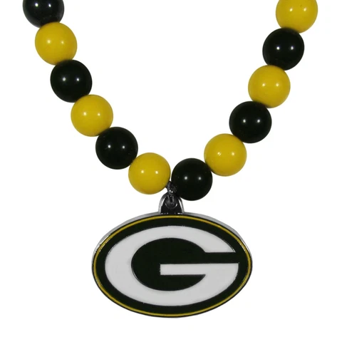 Green Bay Packers Fan Bead Necklace w/ Team Logo - NFL Football Cover