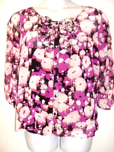 East 5th Size XL Twinset Black & Purple Semi Sheer Two Piece Top - Picture 1 of 7