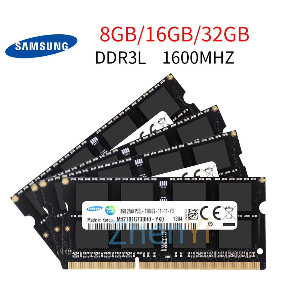 Samsung 32GB 16GB 8GB PC3L-12800S DDR3L 1600MHz SODIMM 1.35V Laptop RAM Black AU - Image 1 of 4
