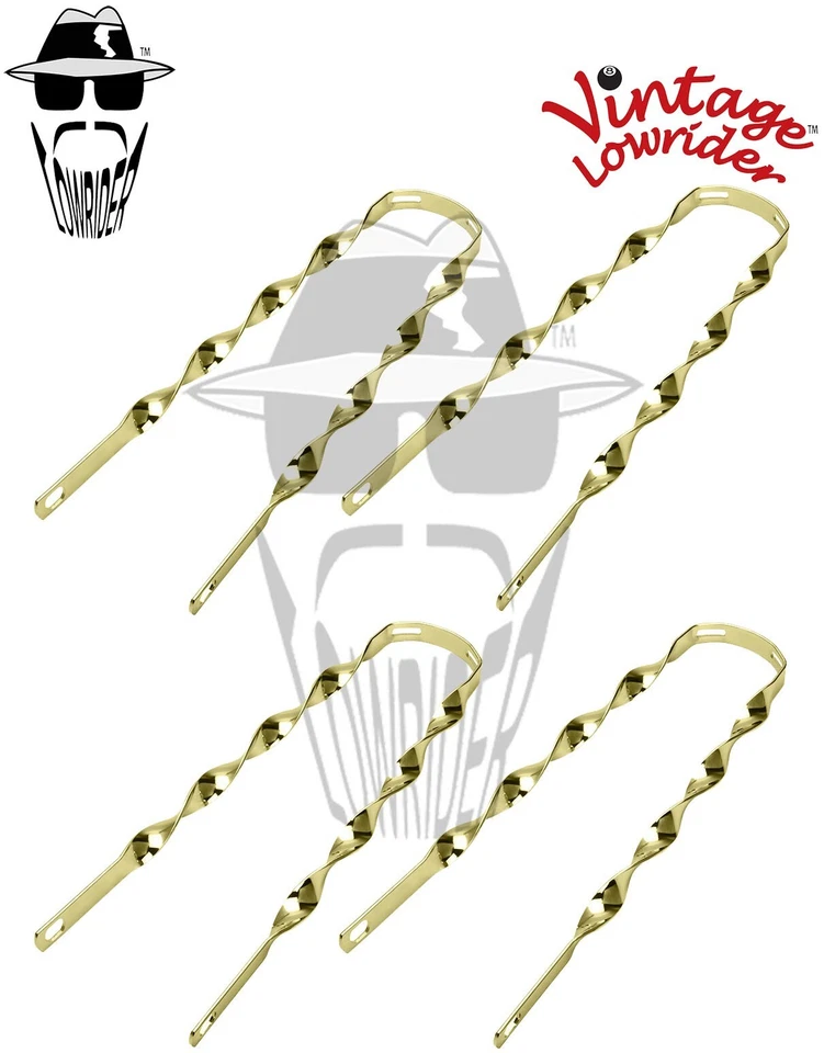 4 Vintage Lowrider 20" Replacement Flat Twisted Bicycle Gold Fender Braces. - Image 1 of 1