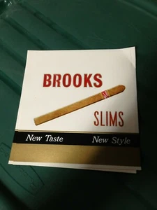 Vintage Cigar Label - Brooks Slims Featuring Cigar litho Nice art frameable 3 pc - Picture 1 of 1