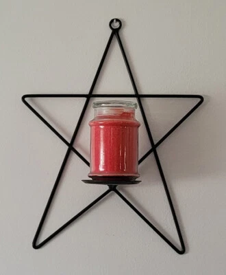 Aplique vela pilar estrella hierro forjado hecho a mano Amish 19"T x 14-1/2"W x 5"D Foto 1 de 4