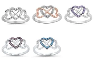 Infinity Heart Promise Ring New .925 Sterling Silver Band - Picture 1 of 17