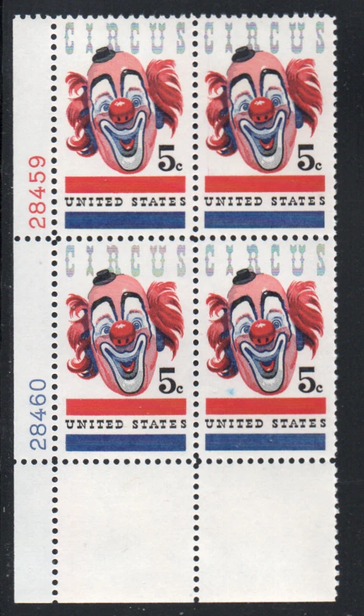ALLY'S STAMPS US Plate Block Scott #1309 5c Circus Clown [4] MNH F/VF STK - Image 1 of 1