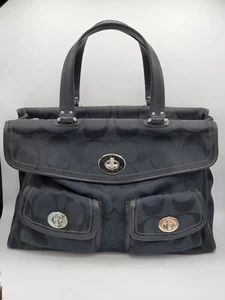 Coach Hamptons Signature Legacy Black Leather Bag W/Laptop Travel Briefcase Sp. - Picture 1 of 10
